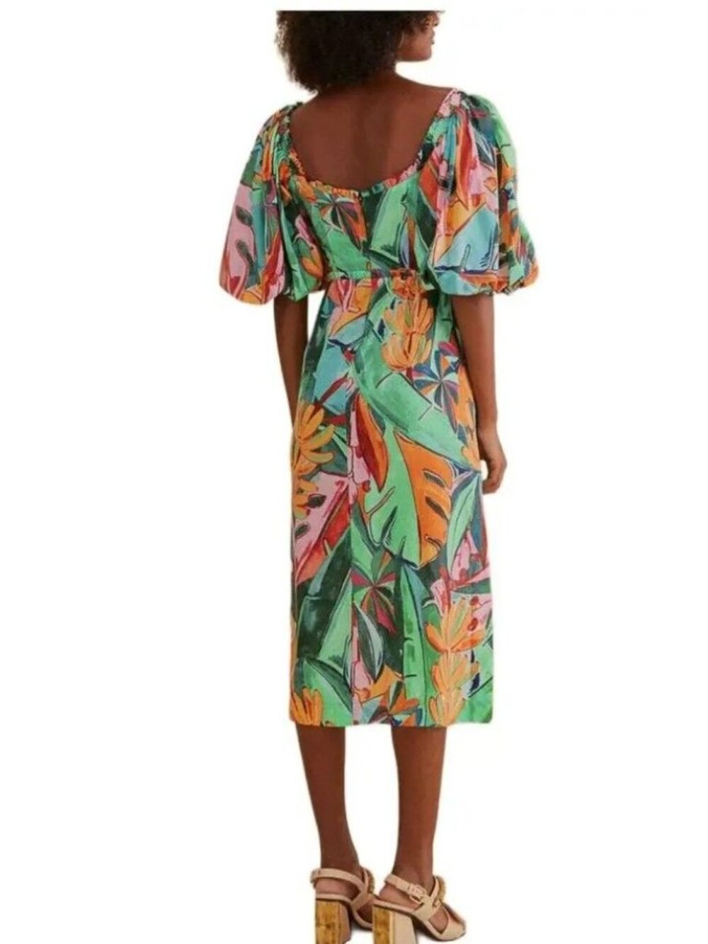 Farm Rio Banana Foliage Short Sleeve Midi Dress Size S NWT $245 - Picture 2 of 7